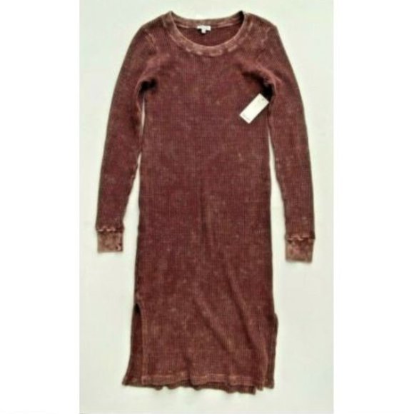 Splendid RW8D140 Thermal Slit Dress Faded Burgundy - Picture 1 of 1